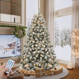 YITAHOME 4.5/6/7.5/9 FT Artificial Christmas Tree(with Light), with PVC Tips and Warm-White Lights, Ideal for Home, Office Decoration
